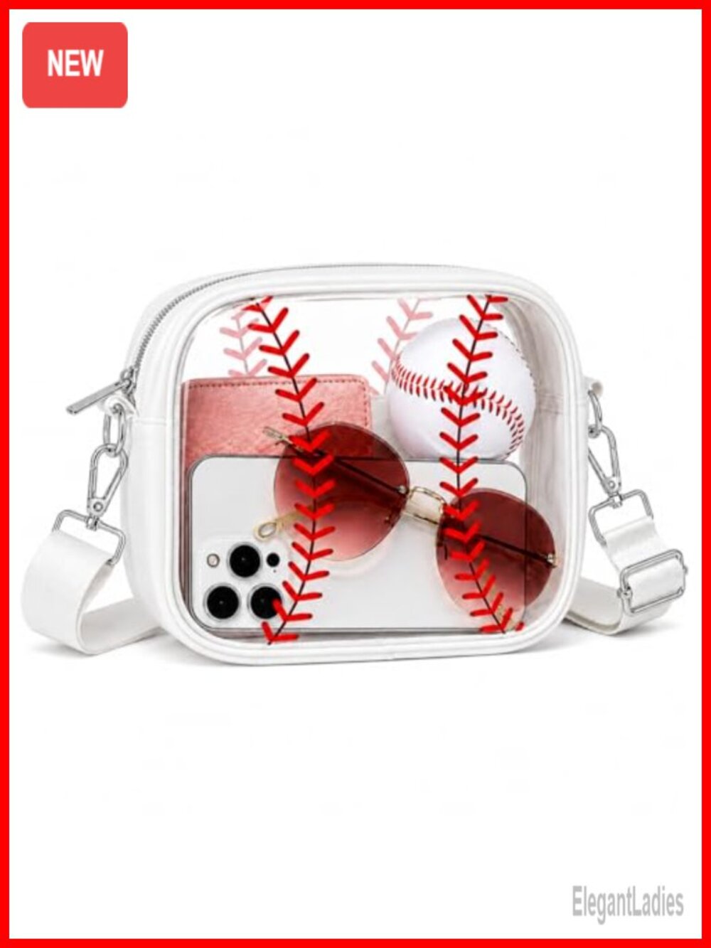 Clear PVC Crossbody Purse Stadium Approved Adjustable Strap